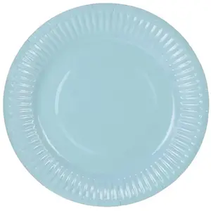 Comparateur de prix : Paquet de 10 Assiettes Laquées 22,7cm en carton, Bleu ciel