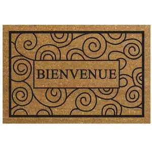 ID MAT Coco texte Bienvenue Arabesque Coco texte, PVC, Ecru, 40x60x1, 5 cm