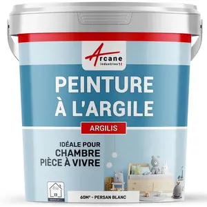 Comparateur de prix : PEINTURE ARGILE naturelle et saine - ARGILIS - Persan Blanc - 60 m² (2x5 kg en 1 couche) - ARCANE INDUSTRIES