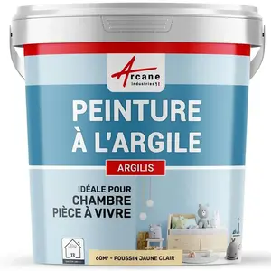 Comparateur de prix : PEINTURE ARGILE naturelle et saine - ARGILIS - Poussin Jaune Clair - 60 m² (2x5 kg en 1 couche) - ARCANE INDUSTRIES
