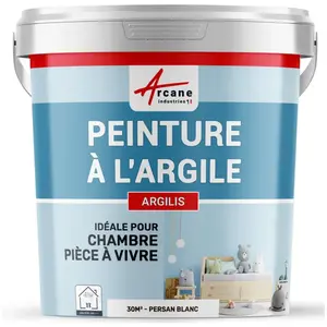 Comparateur de prix : PEINTURE ARGILE naturelle et saine - ARGILIS - Persan Blanc - 30 m² (5 kg en 1 couche) - ARCANE INDUSTRIES
