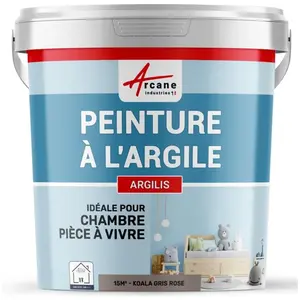 Comparateur de prix : PEINTURE ARGILE naturelle et saine - ARGILIS - Koala Gris Rose - 15 m² (2.5 kg en 1 couche) - ARCANE INDUSTRIES