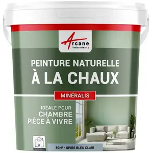 Comparateur de prix : ARCANE INDUSTRIES Peinture a la chaux naturelle : NUANCES MINERALES CHAUX Givre - bleu clair - kit 30 m² - 5 kg
