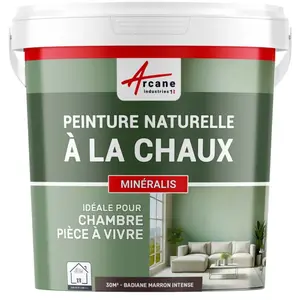 Comparateur de prix : ARCANE INDUSTRIES Peinture a la chaux naturelle :  NUANCES MINERALES CHAUX  Badiane - marron intense - kit 30 m² - 5 kg