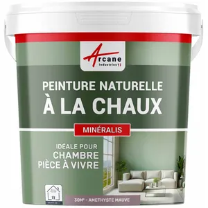 Comparateur de prix : ARCANE INDUSTRIES Peinture a la chaux naturelle :  NUANCES MINERALES CHAUX  Amethyste - mauve - kit 30 m² - 5 kg