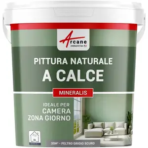 Comparateur de prix : ARCANE INDUSTRIES Peinture a la chaux naturelle : NUANCES MINERALES CHAUX Etain - gris fonce - kit 30 m² - 5 kg