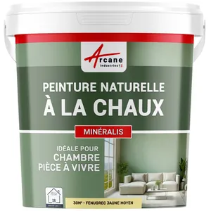 Comparateur de prix : ARCANE INDUSTRIES Peinture a la chaux naturelle :  NUANCES MINERALES CHAUX  Fenugrec - jaune moyen - kit 30 m² - 5 kg