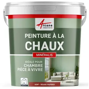 Comparateur de prix : ARCANE INDUSTRIES Peinture à la chaux naturelle - ARCIND - NUANCES MINERALES CHAUX Paprika - rouge - kit 60 m² - 2x5 kg