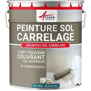 Comparateur de prix : ARCANE INDUSTRIES Peinture résine carrelage sol - ARCAPOXY SOL CARRELAGE Ral 5021 Bleu D'eau - Kit 10 Kg jusqu'a 50m² pour 2 couches