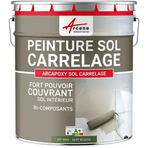 Comparateur de prix : ARCANE INDUSTRIES Peinture résine carrelage sol - ARCAPOXY SOL CARRELAGE Ral 6011 Vert Reseda - Kit 10 Kg jusqu'a 50m² pour 2 couches
