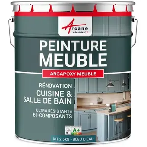 Comparateur de prix : Peinture meuble cuisine - ARCAPOXY MEUBLE Ral 5021 Bleu D'eau - Kit d...