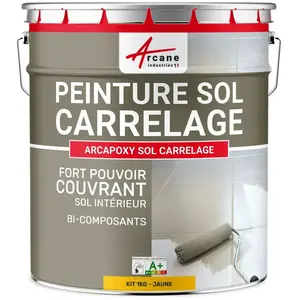 Comparateur de prix : ARCANE INDUSTRIES Peinture résine carrelage sol - ARCAPOXY SOL CARRELAGE RAL 1023 Jaune - Kit 1 Kg jusqu'a 5m² pour 2 couches
