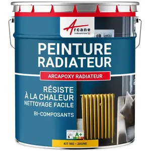 Comparateur de prix : Peinture Radiateur - ARCANE INDUSTRIES - Jaune RAL 1023 - Haute résistance à la chaleur - Sans sous couche