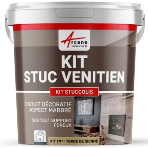 Comparateur de prix : Kit stuc venitien enduit stucco spatulable décoratif KIT STUCCOLIS ARCANE INDUSTRIES Terre de Sienne - kit jusqu'à 7m²