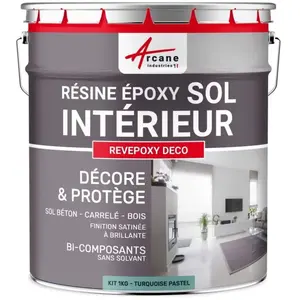 Comparateur de prix : ARCANE INDUSTRIES Peinture Epoxy Sol - ARCIND - REVEPOXY DECO - Turquoise Pastel - Brillant - 1 kg (5 m²)