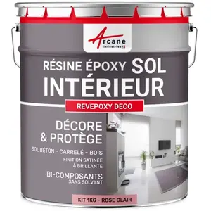 Comparateur de prix : ARCANE INDUSTRIES Peinture Epoxy Sol - ARCIND - REVEPOXY DECO - Rose Clair - Brillant - 1 kg (5 m² en 2 couches)