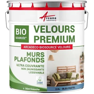 Comparateur de prix : Peinture - ARCANE INDUSTRIES - Arcadeco Biosourcée - Velours - 2,5 L - Bleu Pastel - 30 m²/couche