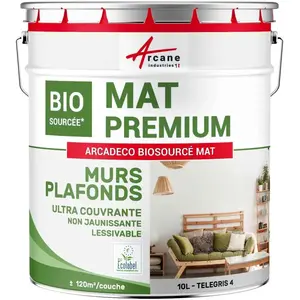Comparateur de prix : ARCANE INDUSTRIES Peinture - ARCIND - Arcadeco Biosourcée - 10 L - Mat - RAL 7047 - Monocouche