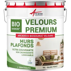 Comparateur de prix : Peinture - ARCANE INDUSTRIES - Arcadeco - 10 L - Blanc Perlé - Finition Velours - Biosourcée