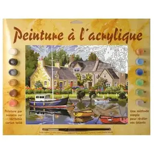 Tableau peinture au numéro maisons bretonnes - ksg pas cher