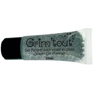 GRIM'TOUT Gel pailleté visage tube 25ml sous blister - Argent pas cher