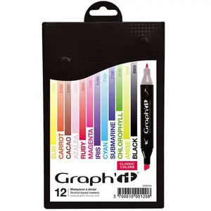 Comparateur de prix : Set 12 Marqueurs à l’alcool Graph'it - Classic