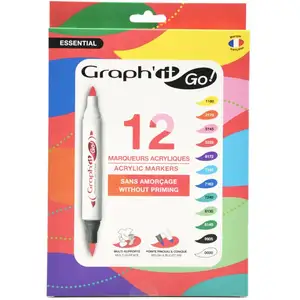 Comparateur de prix : GRAPH'IT GO Set de 12 marqueurs acrylique - Essential