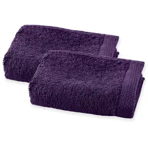 PASSION D'ELY Soft by Perle de Coton - 2 Serviettes Invité aubergine - 50x30 cm 50x30 cm