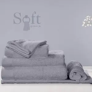 PASSION D'ELY Soft by Perle de Coton - 2 Serviettes Invité gris perle - 50x30 cm 50x30 cm