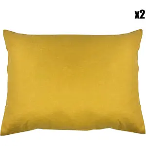 United by Perle de coton - 2 Taies d'oreiller 100% Lin lavé safran 50x... pas cher