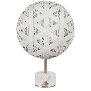 Forestier CHANPEN HEXAGONE-Lampe Marbre/Métal Cuivre/Abaca H41cm pas cher