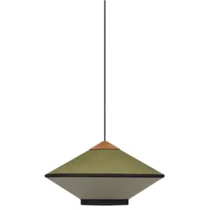Forestier CYMBAL-Suspension en Velours / Lin et Bois Ø50cm