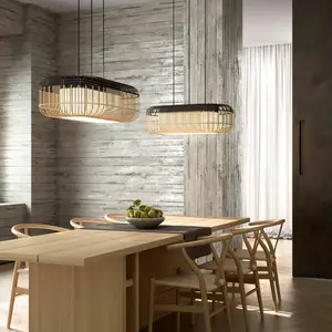 Forestier Bamboo oval L Suspension noir/naturel
