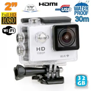 Yonis Caméra Sportive Etanche 30M 170° HD 1080P Wifi Time Lapse Multisport Argent 32Go