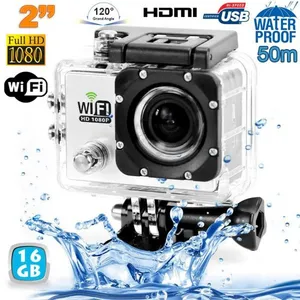 Yonis Camera Embarquée Sports Wi-Fi LCD Caisson Etanche Waterproof 12 Mp HD Blanc 16Go