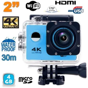 Yonis Caméra Etanche 4K Sport Ecran LCD 2' Pouces Option Slow Motion Wi-Fi HDMI Bleu