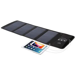 Comparateur de prix : YONIS Chargeur Dual USB Appareils Panneau Solaire Portable Pliable 28W Etanche Noir