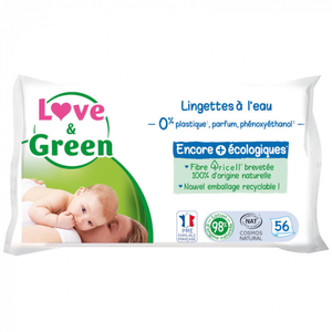 Love & Green Lingettes à l'eau pure x56 pas cher