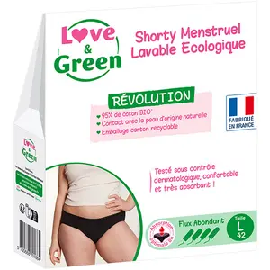 Comparateur de prix : Love & Green Hygiène Féminine Shorty Menstruel Lavable Écologique Taille L Flux Abondant