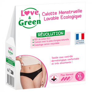 Comparateur de prix : Love & Green - Culotte menstruelle Flux normal Noire - Love & Green XL