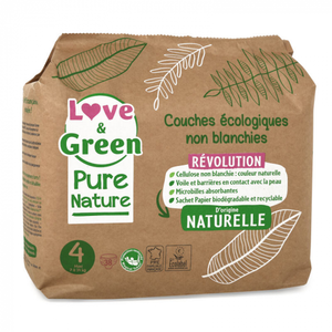 Comparateur de prix : LOVE AND GREEN Couches hypoallergéniques Non blanchies Pure Nature - C...