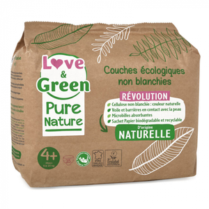 Comparateur de prix : LOVE AND GREEN Couches hypoallergéniques Non blanchies Pure Nature - C...