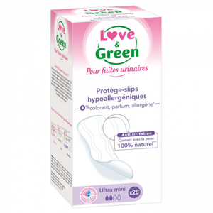 Comparateur de prix : Love & Green Protèges Slips pour Fuites Urinaires Ultra Mini 28 unités