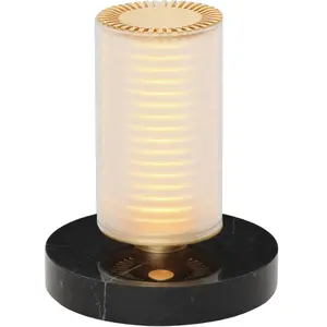 Lampe de table doré et socle en marbre noir Frechin - DCW editions pas cher