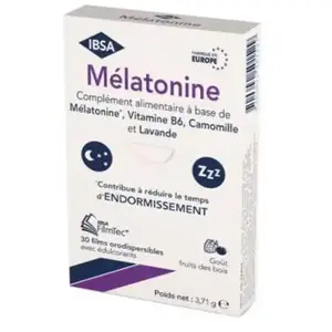 Comparateur de prix : Ibsa mélatonine filmtec boîte de 30 films orodispersibles