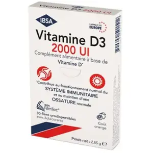 Comparateur de prix : Ibsa Filmtec Vitamine D3 2000ui 30 Films