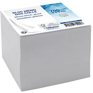Bloc mémo Waytex 931152 700 notes blanches 9 x 9 cm avec dos encollé pas cher