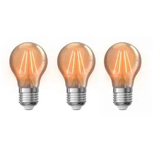 Comparateur de prix : BUT Lot de 2 + 1 Ampoule Filament LED A60 vintage, culot E27, 806 Lumens, 