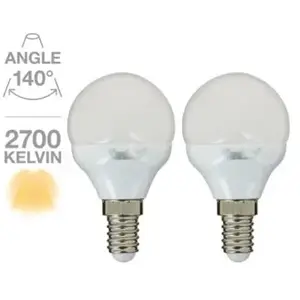 Comparateur de prix : Lot de 2 ampoules led P45 - culot E14 - classique - PACK2EV470P - Xanlite