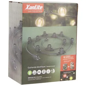 Comparateur de prix : XANLITE Guirlande Guinguette LED Noire, Compatible Ampoules E27, 5m Extensible